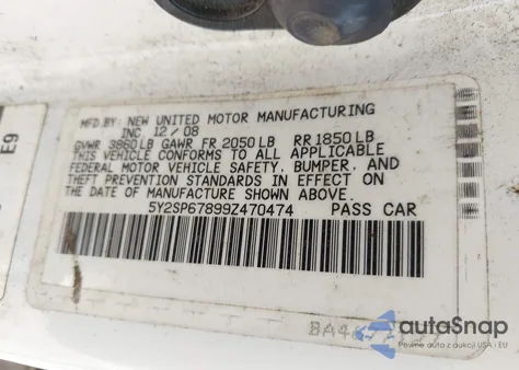 2009 Pontiac Vibe z USA, uszkodzony, nr VIN 5Y2SP67899Z470474